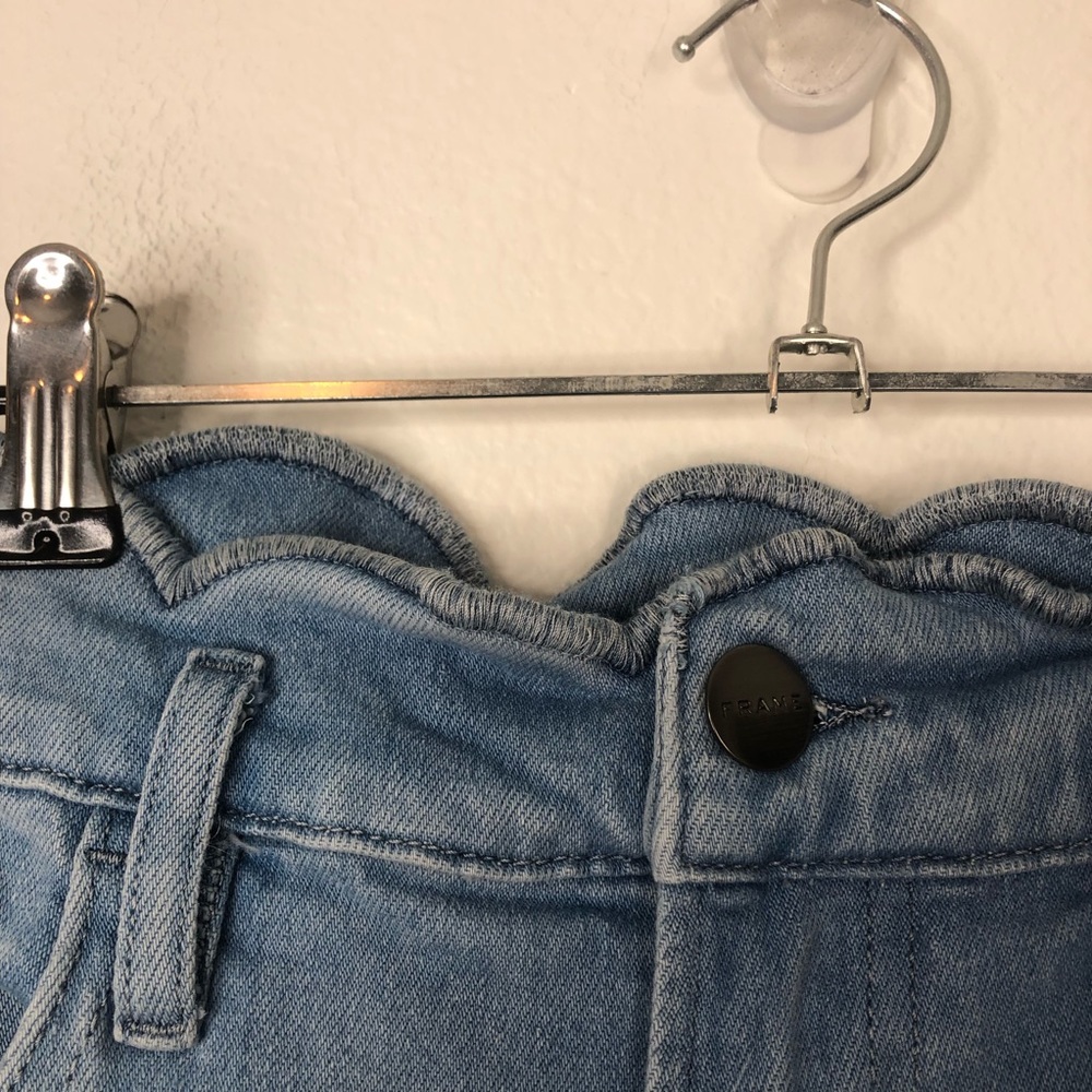 Frame Denim shorts scalloped edge high rise wright light wash casual summer - Picture 5 of 10